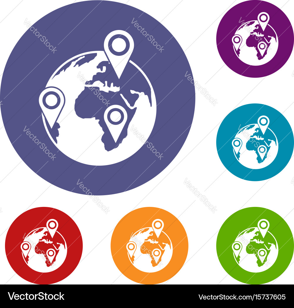 Globe of network icons set Vector Image