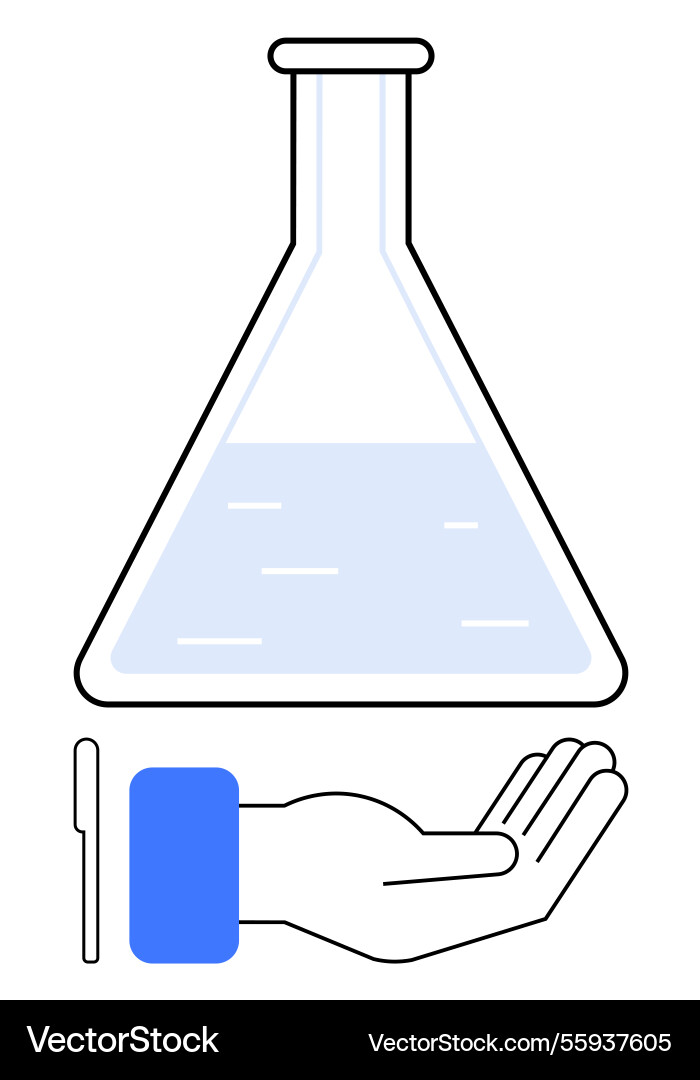 Hand supporting laboratory flask representing Hand supporting laboratory flask representing Vector Image