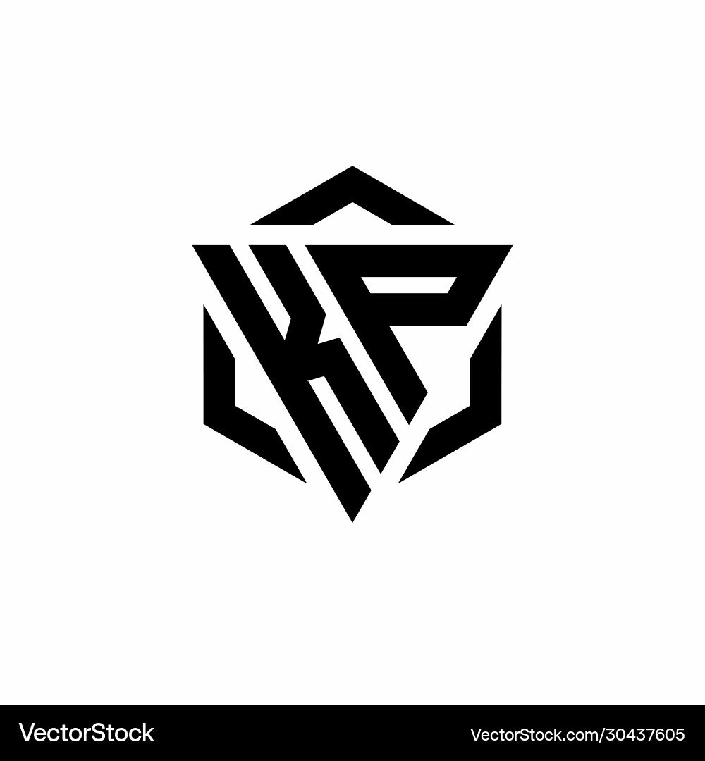 Kp logo monogram with triangle and hexagon modern Kp logo monogram with triangle and hexagon modern vector image