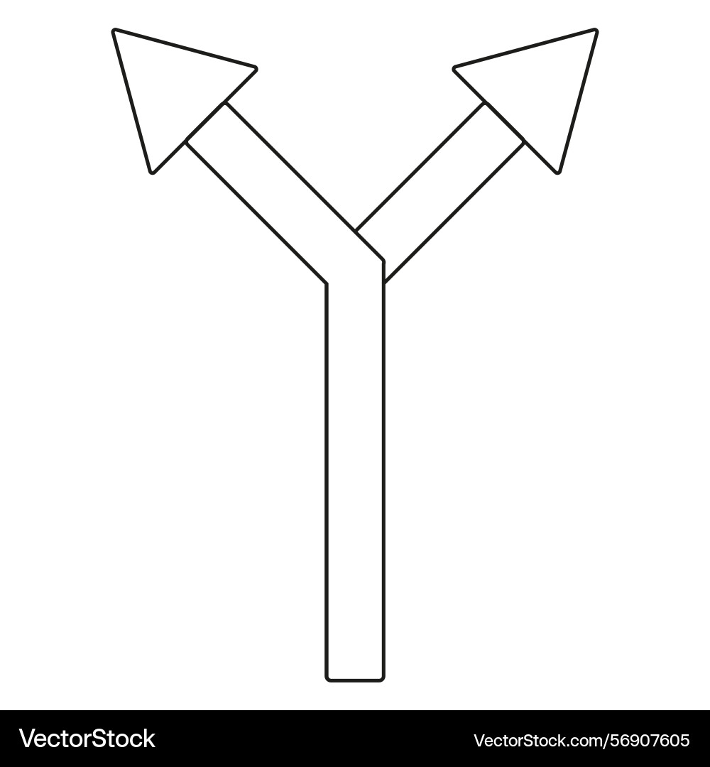 Outlined arrow icon overlapping fork shape Outlined arrow icon overlapping fork shape vector image