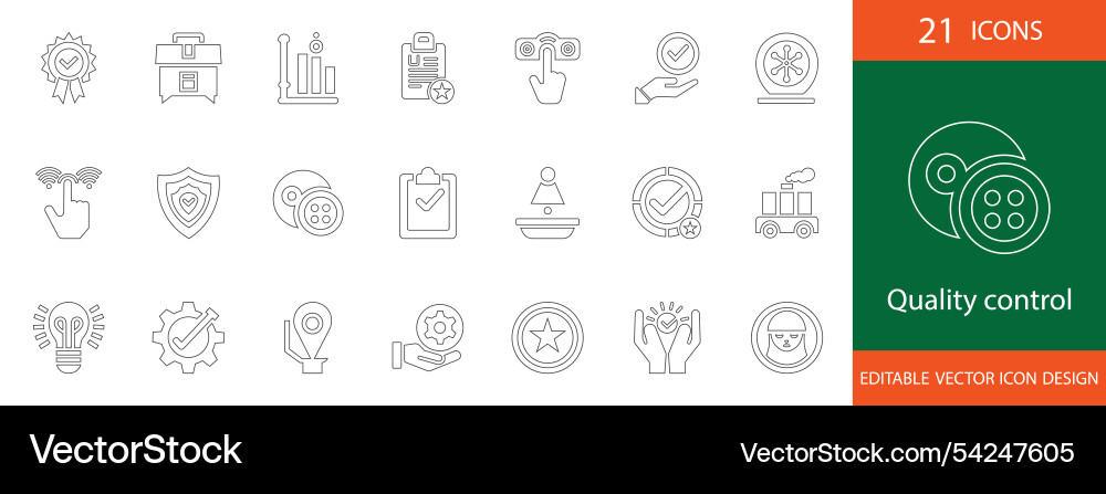 Quality control simple line icon set Vector Image