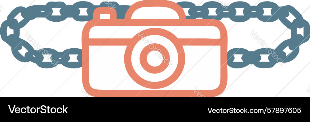 Retro camera charm icon with chain detail design Vector Image