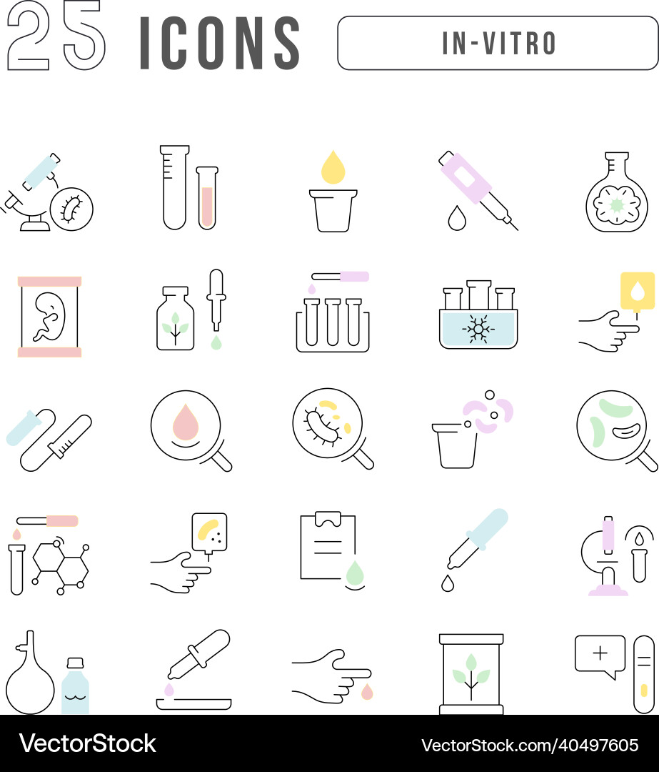 Set of linear icons in-vitro Set of linear icons in-vitro vector image