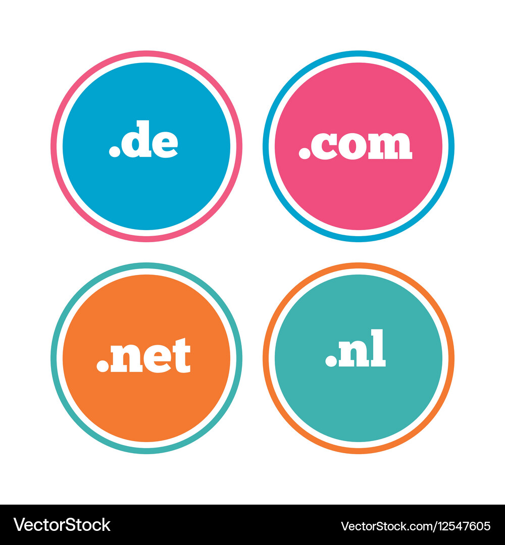 Top-level domains signs de com net and nl Vector Image