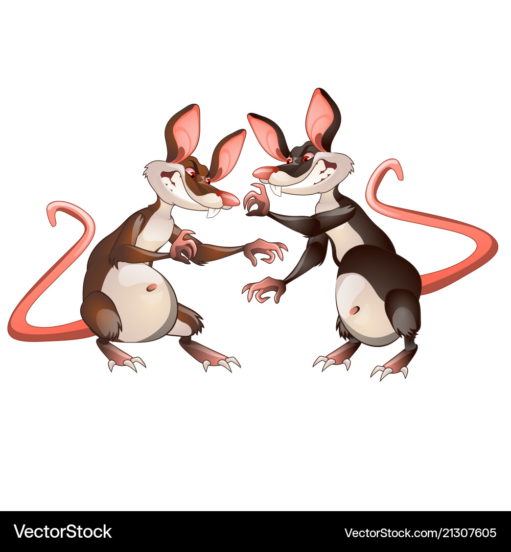 Two evil animated mouse fighting each other vector image