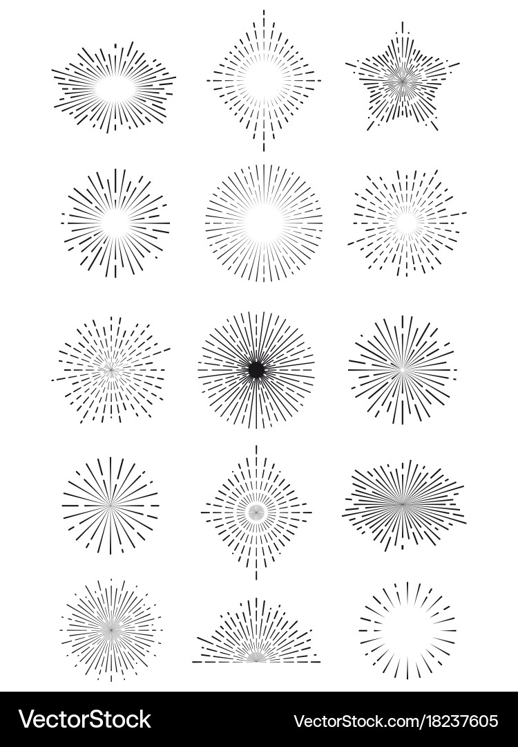 Vintage Sunburst & Rays Pattern Vector Image
