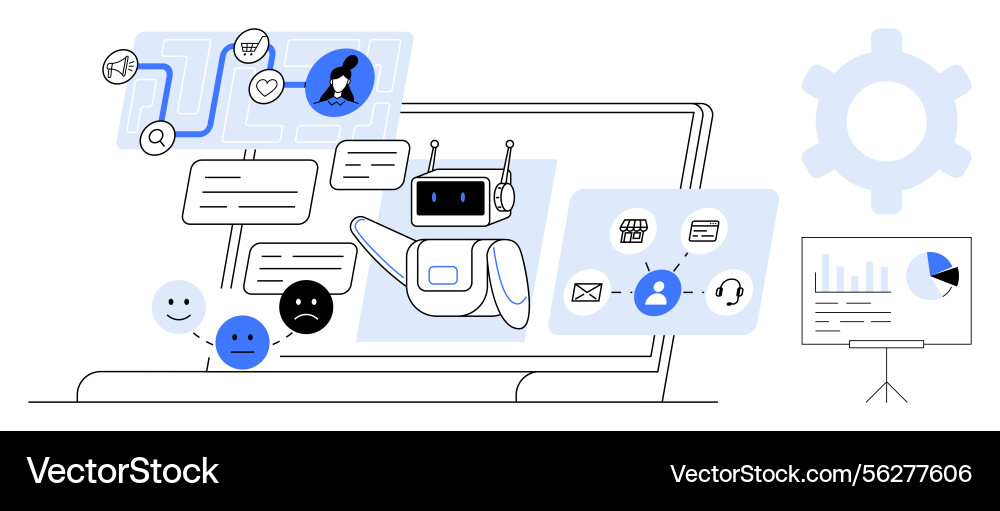 Ai chatbot assisting users with queries Ai chatbot assisting users with queries vector image