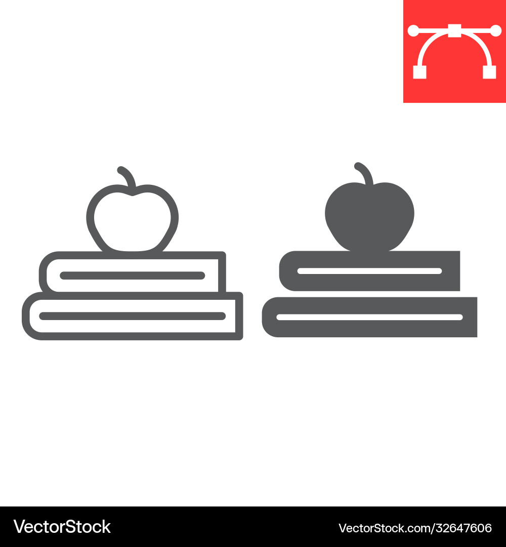 Books with apple line and glyph icon school Books with apple line and glyph icon school vector image