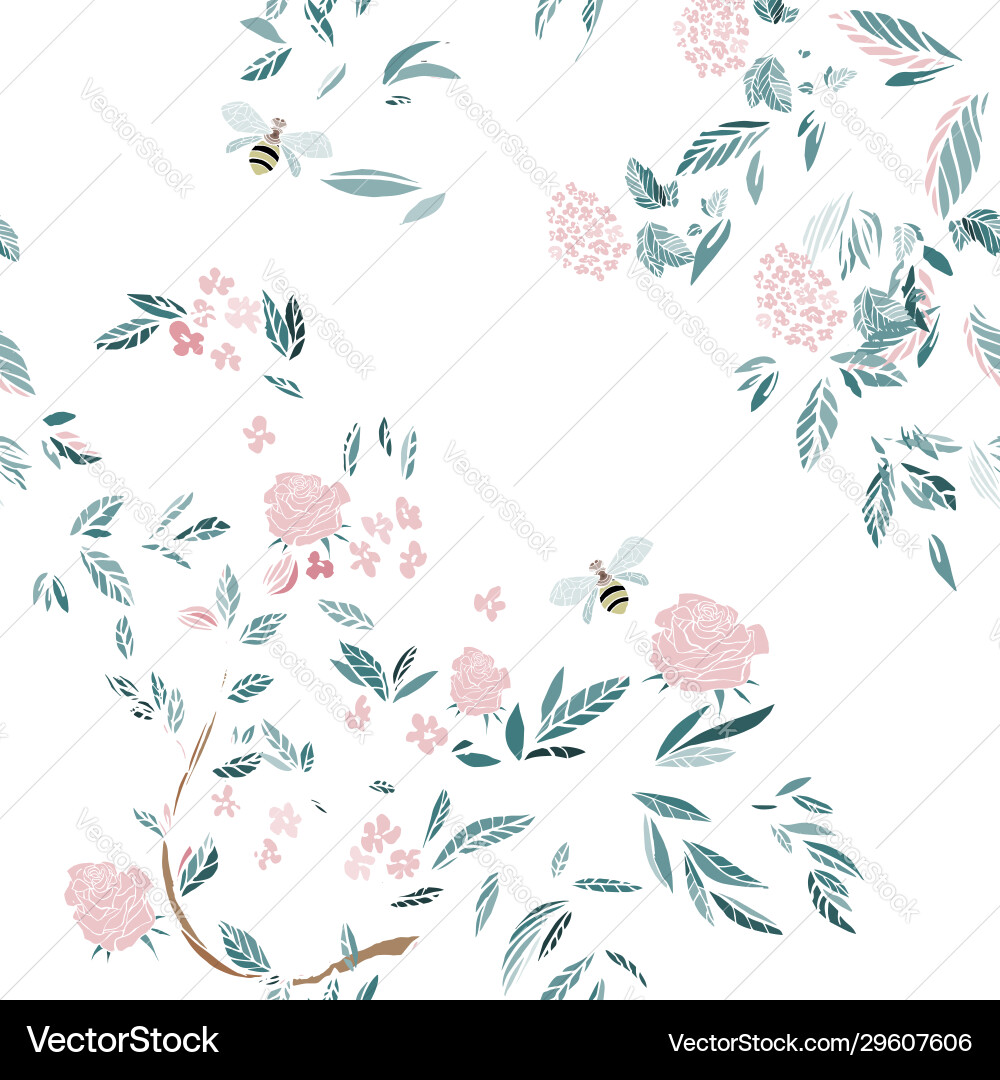 Branches flowering trees seamless pattern Branches flowering trees seamless pattern vector image
