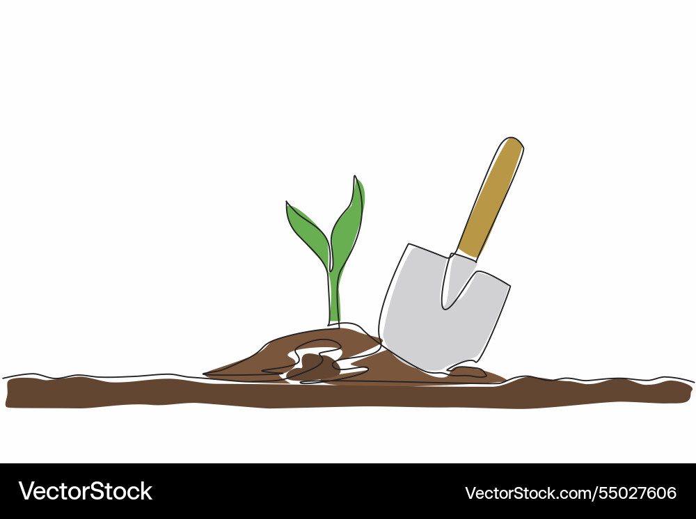 Continuous one line drawing new small trees Vector Image
