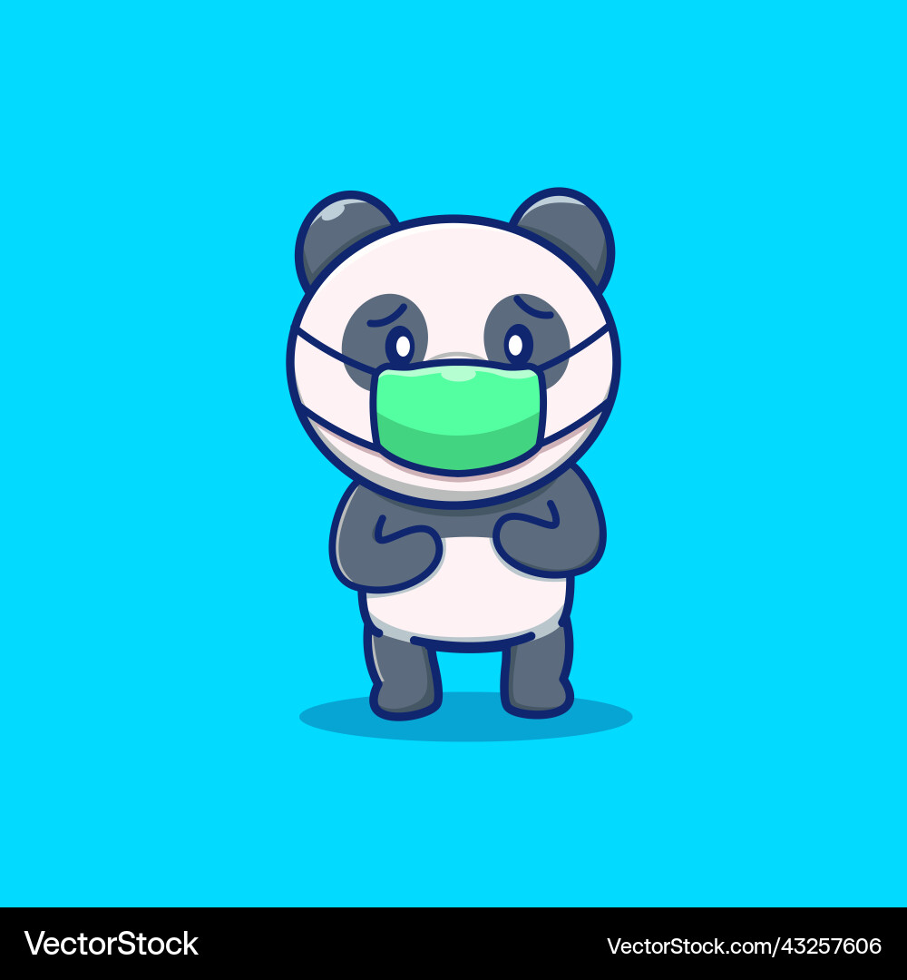 Cute panda wearing medical mask cartoon vector image