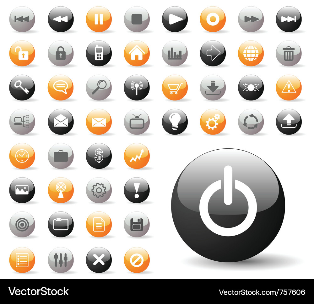 Glossy icon set for web applications Vector Image