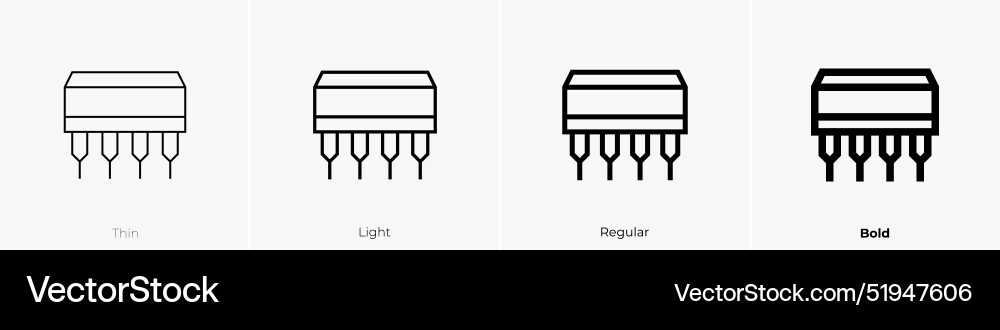 Integrated icon thin light regular and bold style Integrated icon thin light regular and bold style vector image