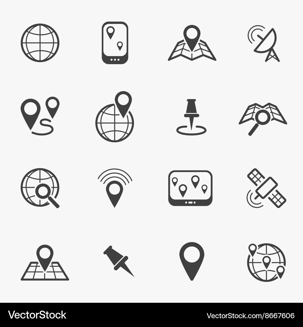 Line Icons - Location & Navigation vector image