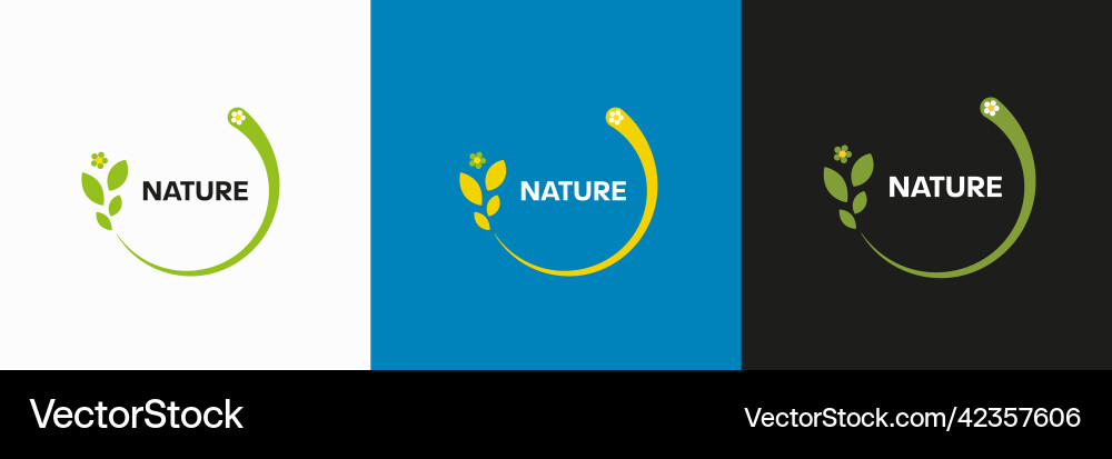 Logo with text in the center of circle leaves Vector Image