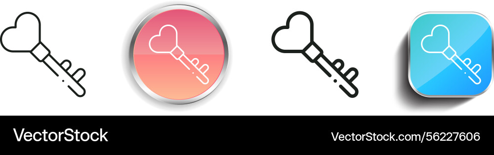 Love key icon thin linear regular and button Love key icon thin linear regular and button Vector Image