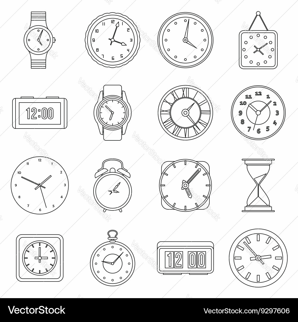 Time and clock icons set Vector Image