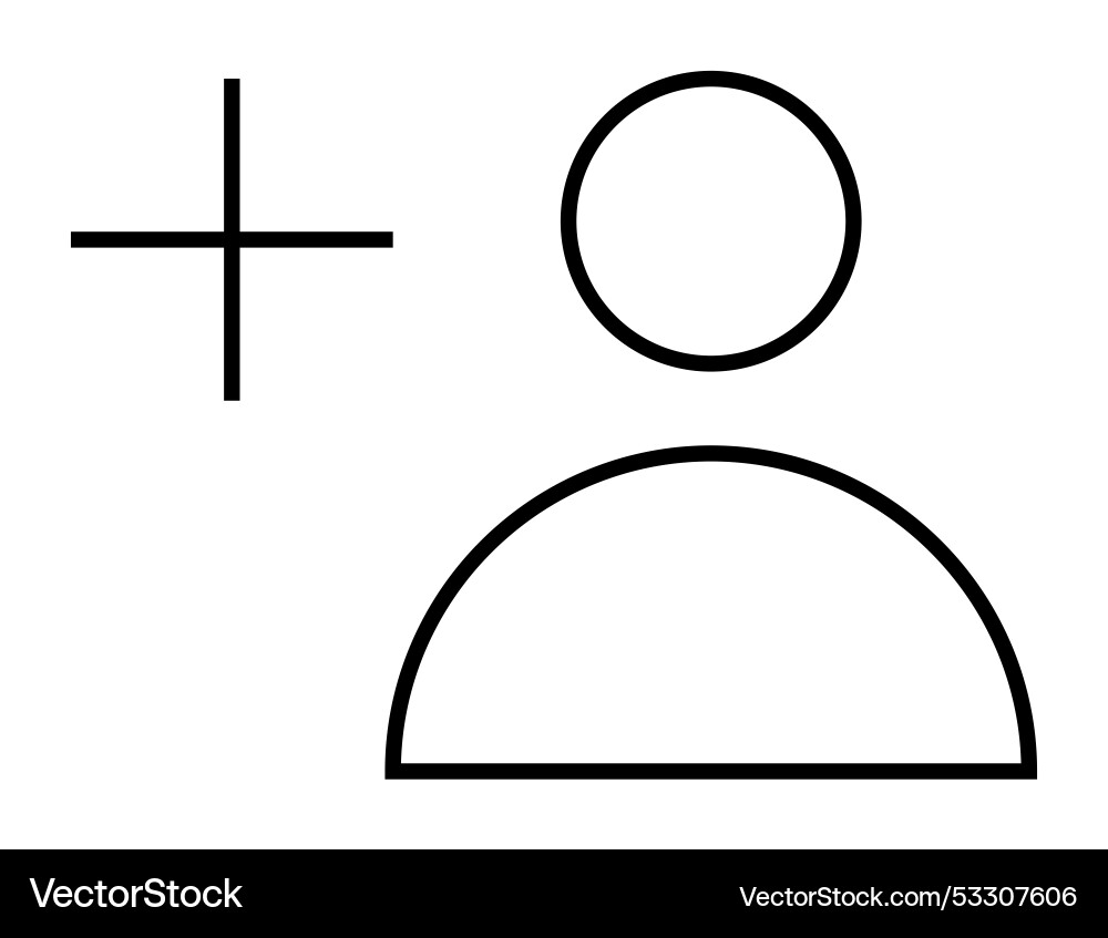 User addition symbol showing a person with plus User addition symbol showing a person with plus vector image