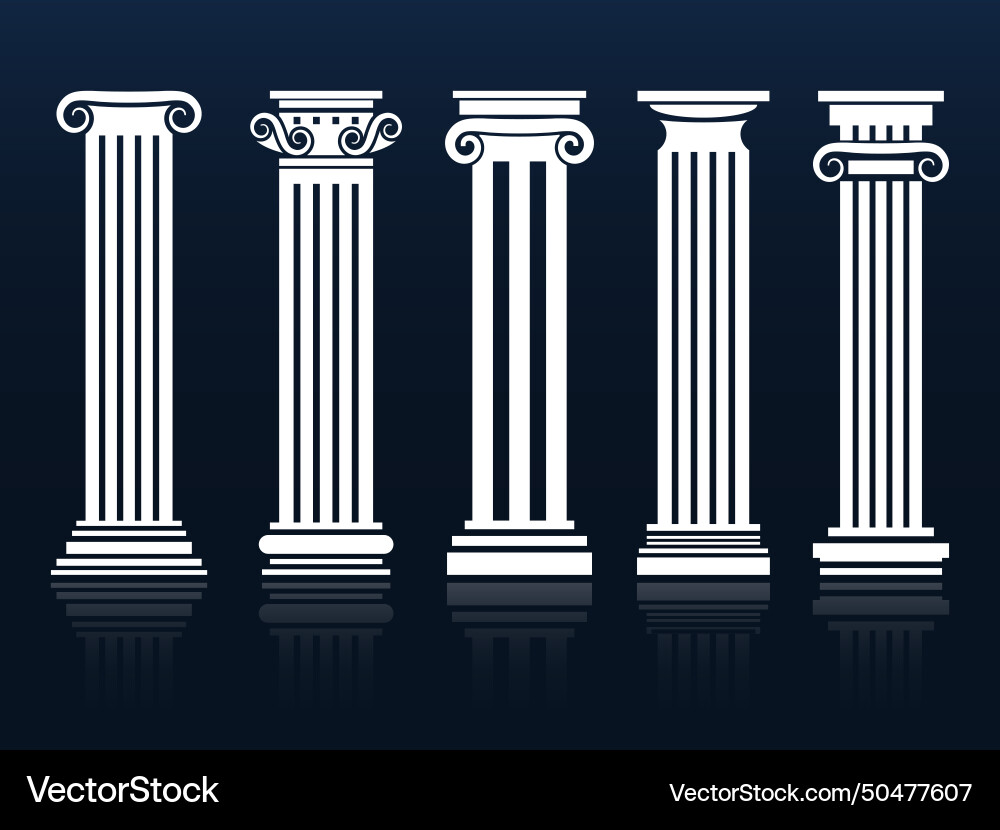 Ancient columns set Ancient columns set Vector Image