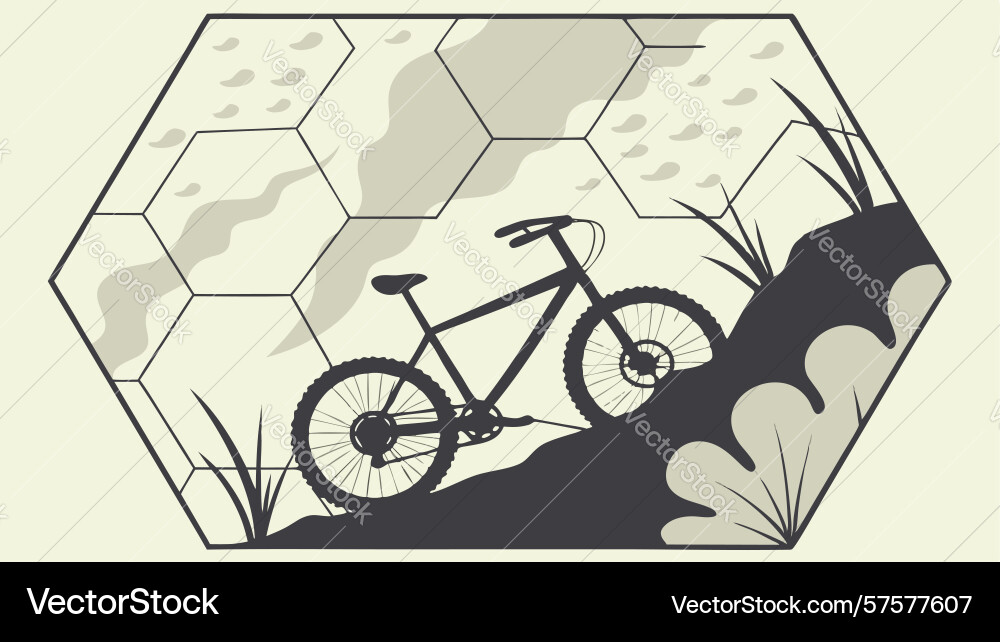 Bicycle in hexagonal structure with bat-winged vector image