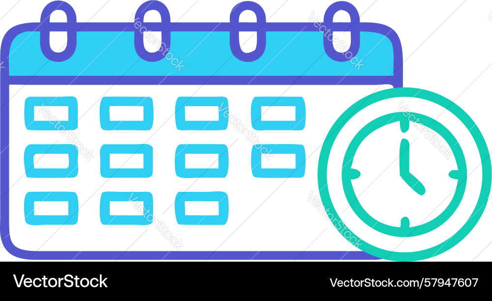 Calendar with Clock and Analytics Vector Image