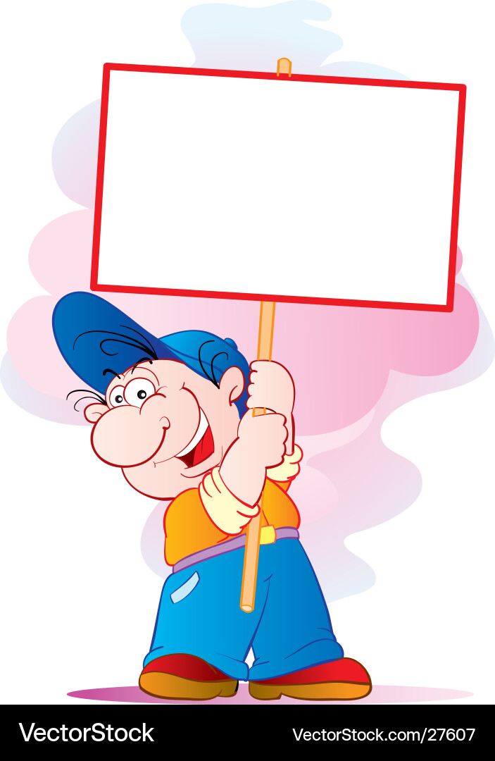 Cheerful Man with Announcement Board Vector Image