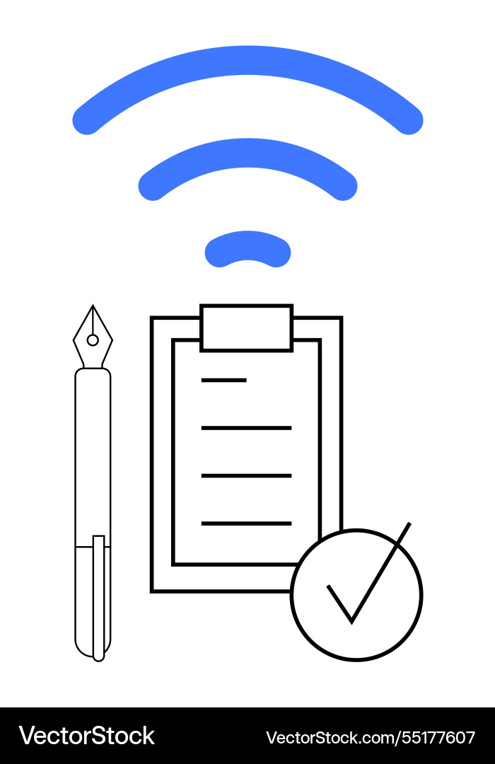 Document with checklist wireless connection Document with checklist wireless connection vector image