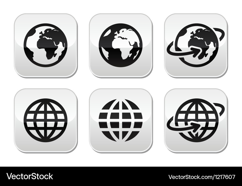 Earth Buttons - World Map Set Vector Image
