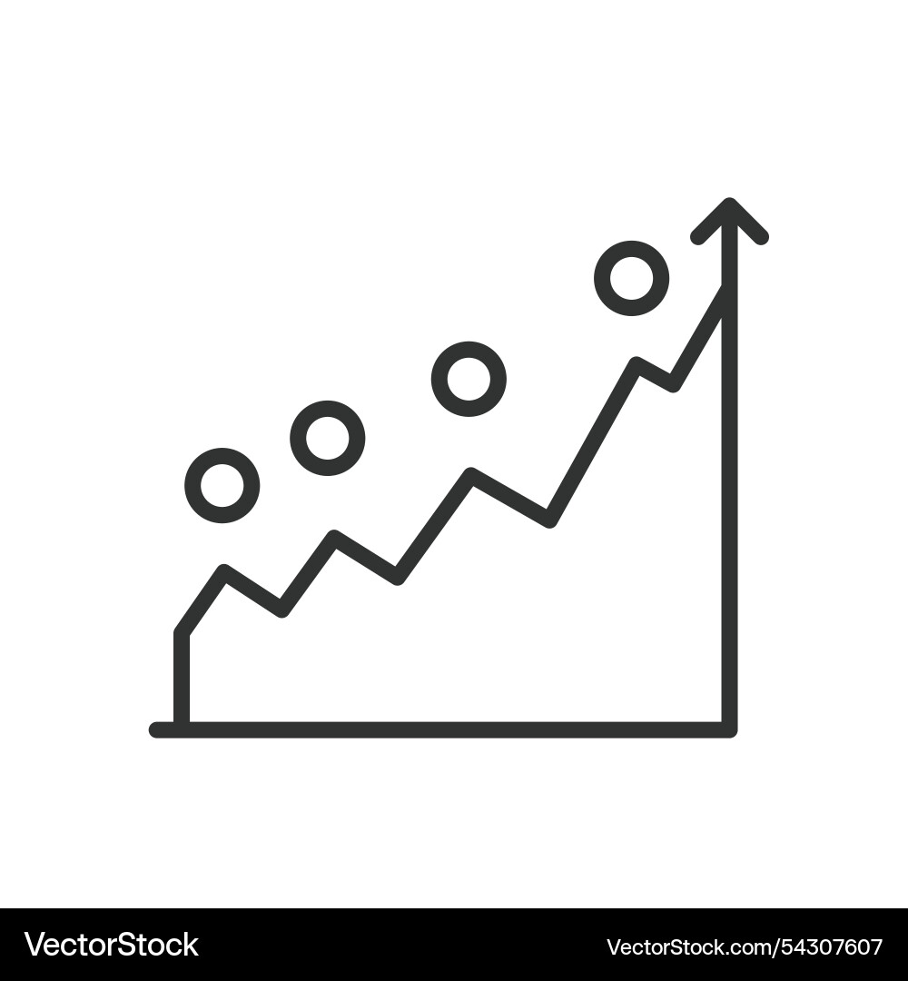 Growth points graph icon in line design Growth points graph icon in line design vector image