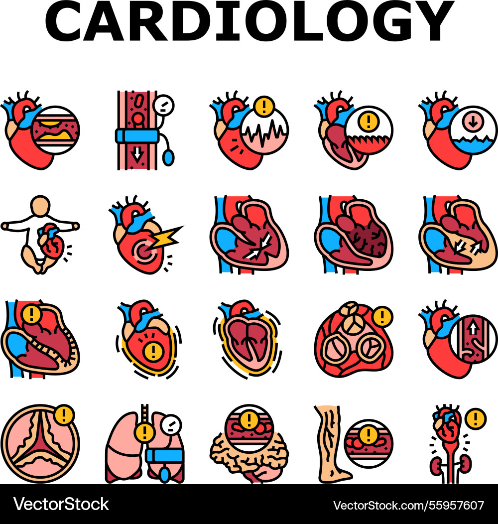 Kardiologie Krankheiten Icons Set Kardiologie Krankheiten Icons Set vektorbild