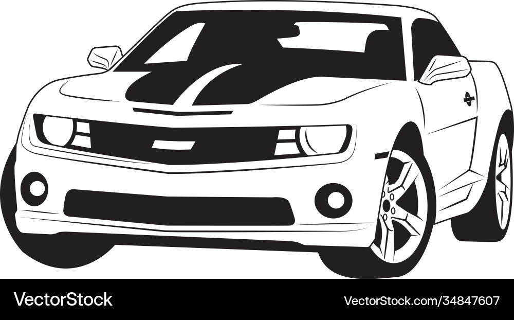 Muscle car line art outline vector image