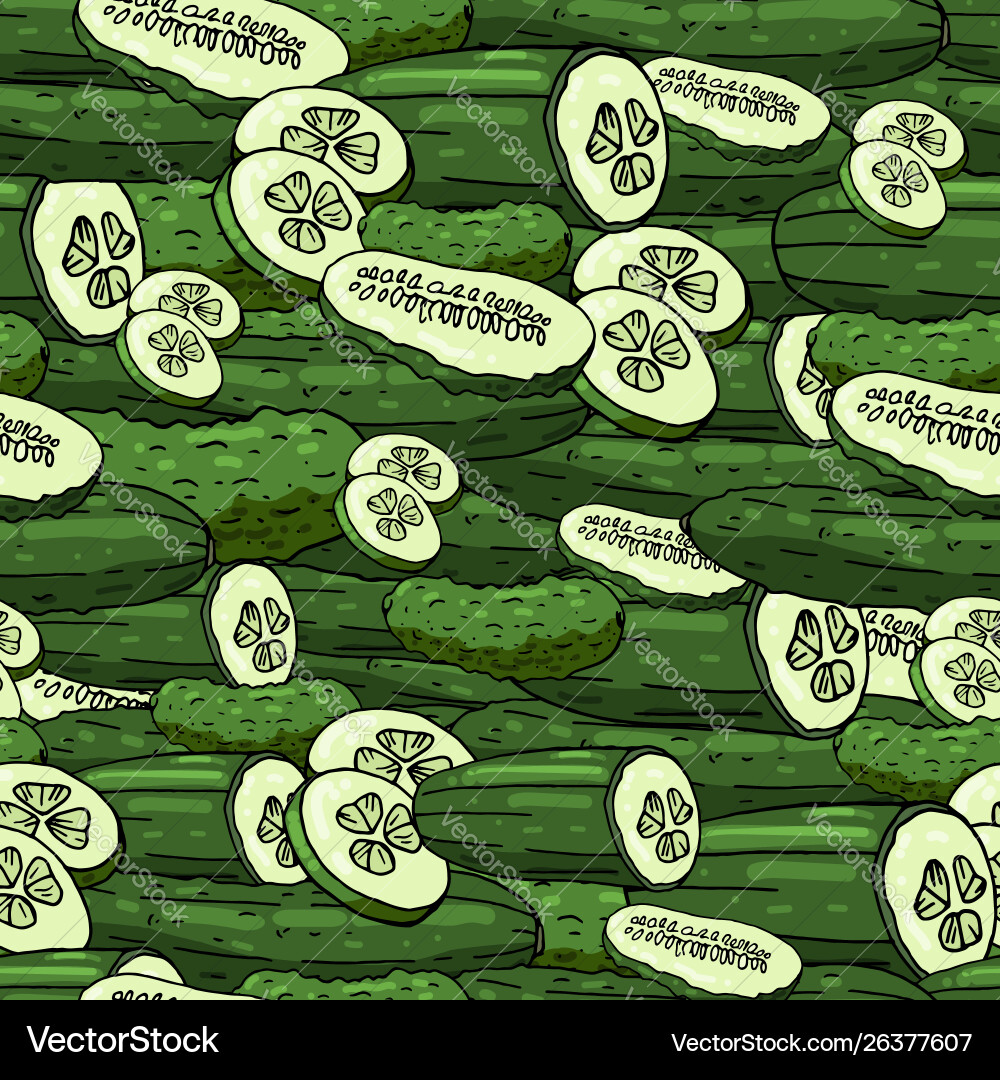 Seamless pattern with cucumbers vector image