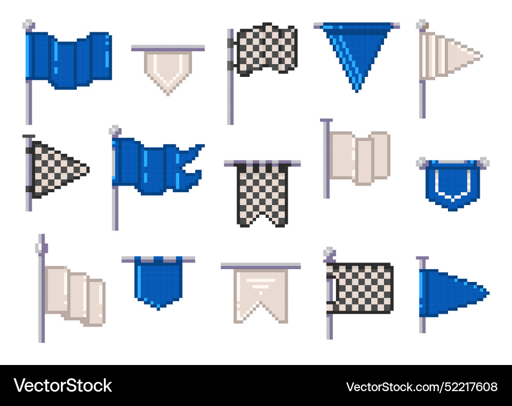 8-bit flag pixel icons retro flags icon Vector Image