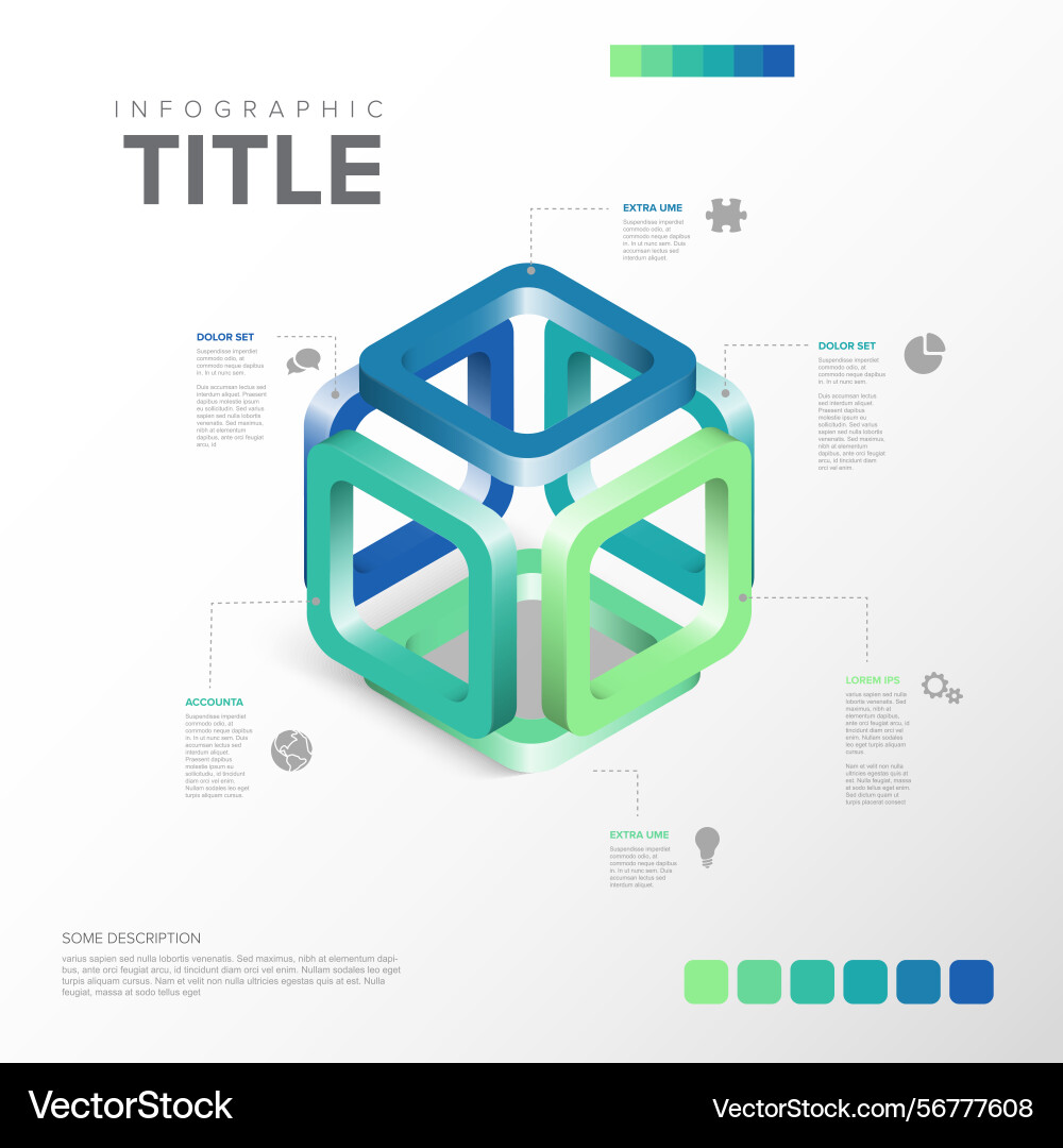 Abstract 3d cubic structure infographic template Abstract 3d cubic structure infographic template vector image