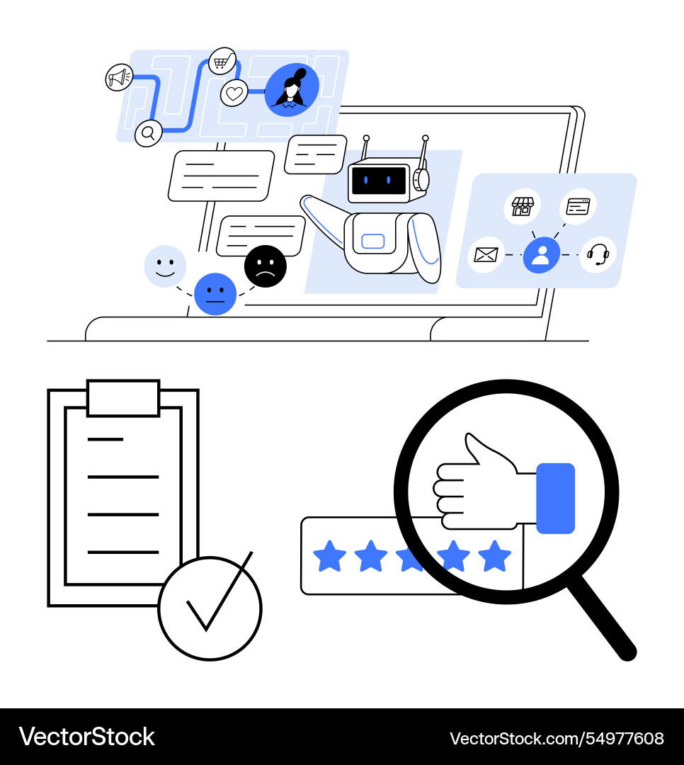 Ai-powered chatbot assisting with feedback Vector Image