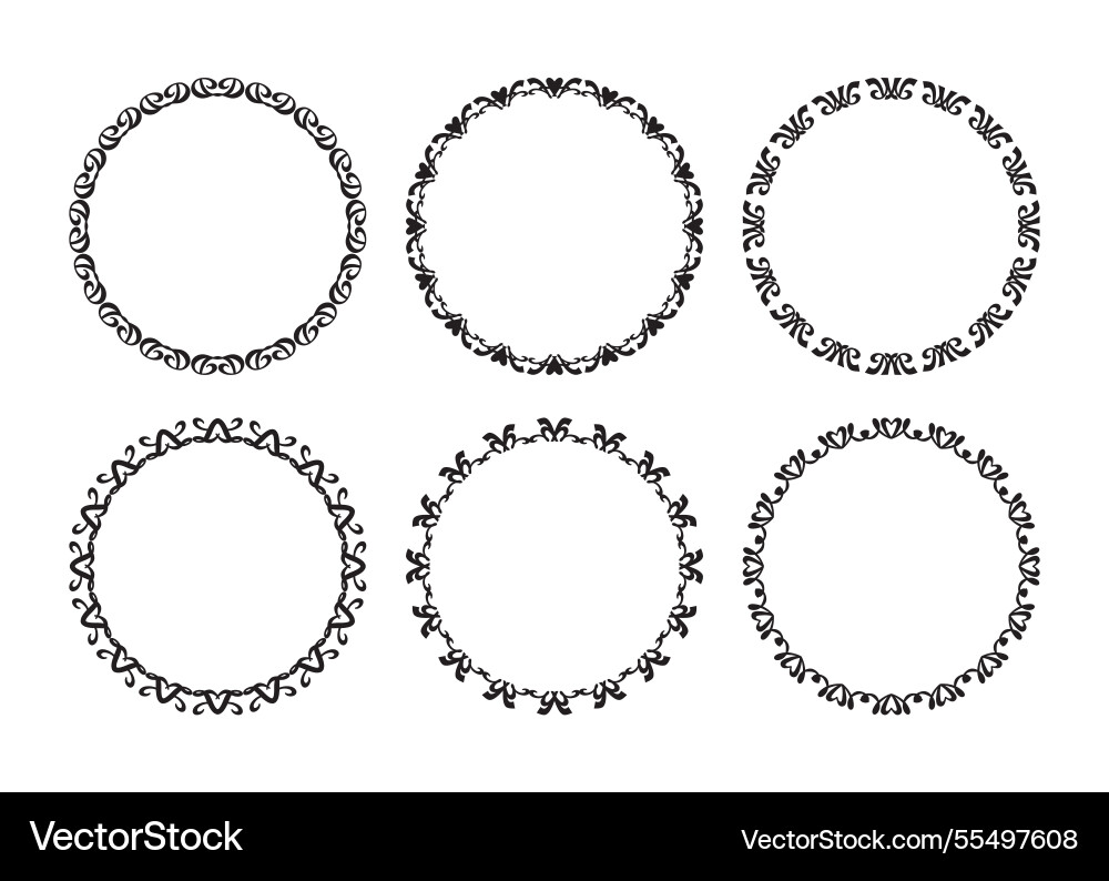 Black empty isolated round borders motif set Black empty isolated round borders motif set Vector Image