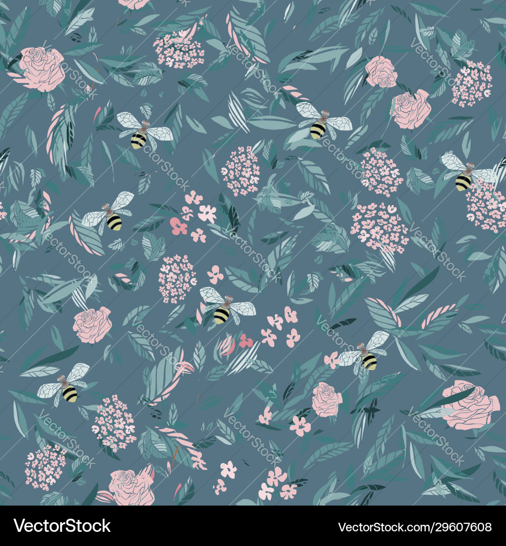 Branches flowering trees seamless pattern vector image