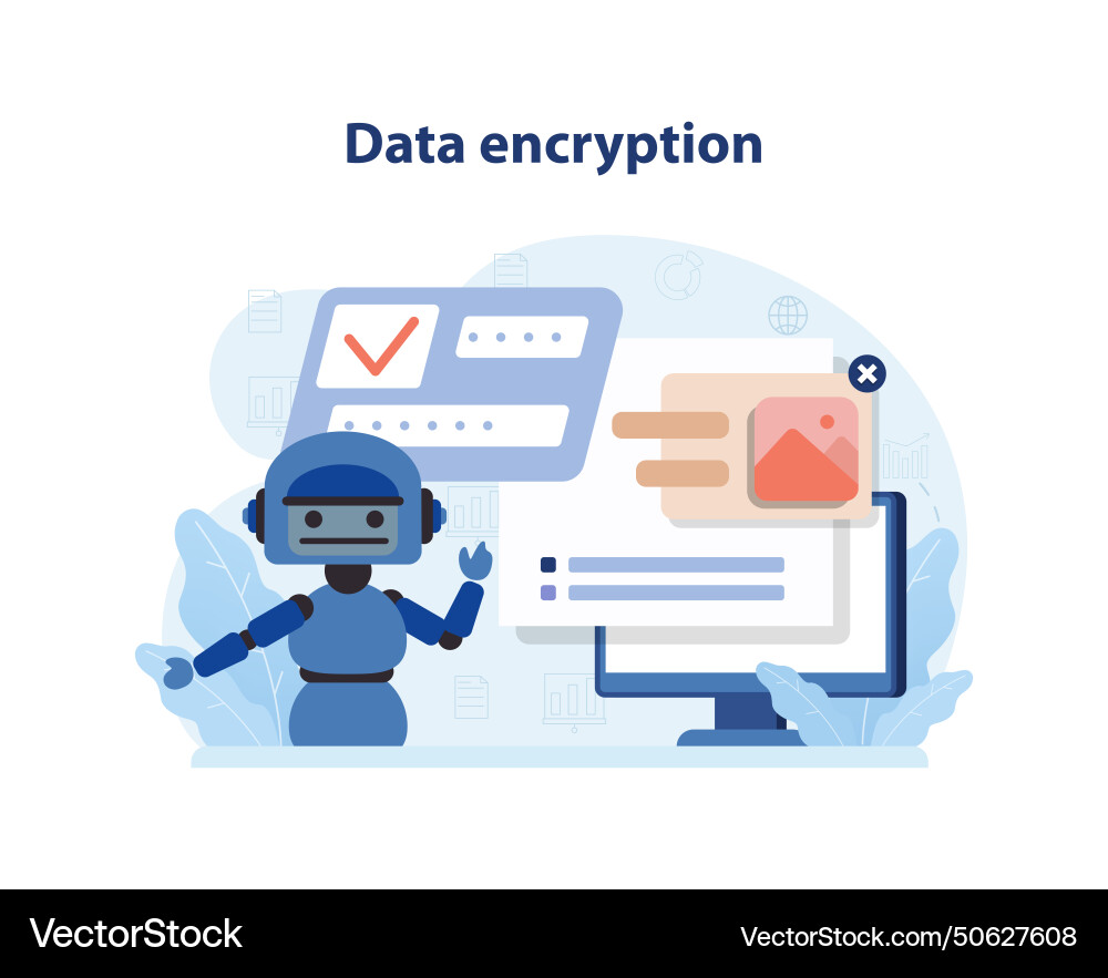 Data encryption concept flat vector image