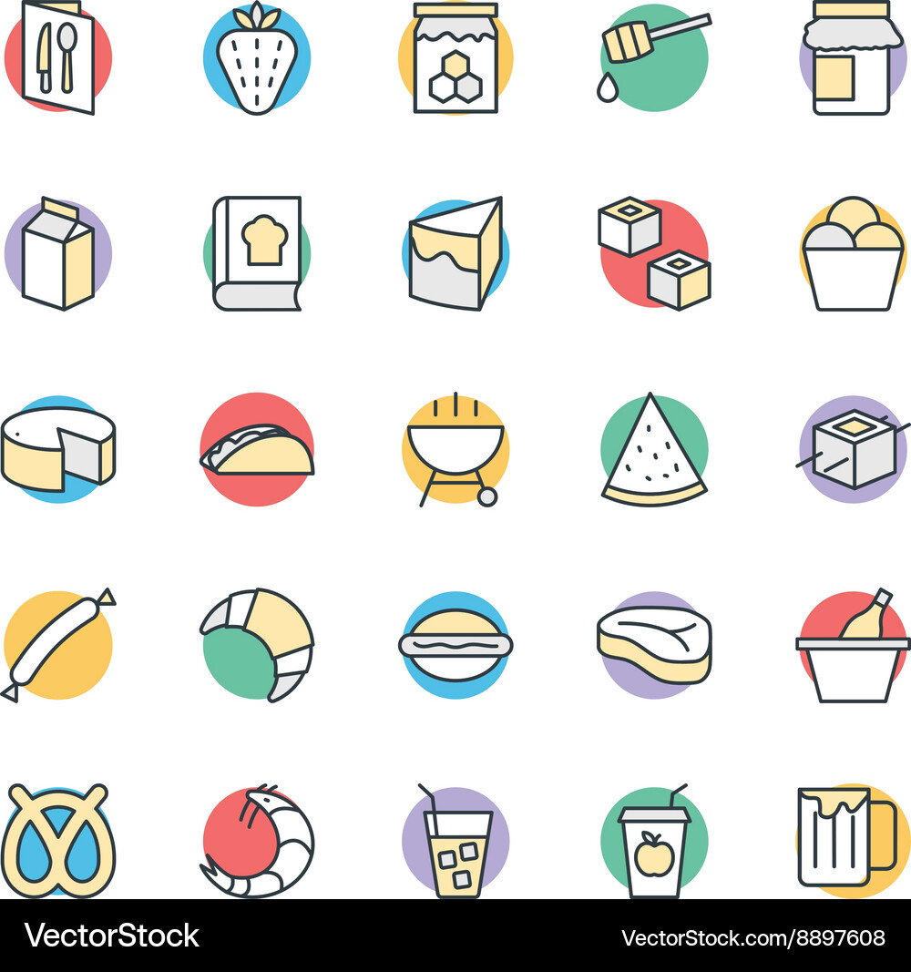 Essen kühle Icons 8 Vektorbild
