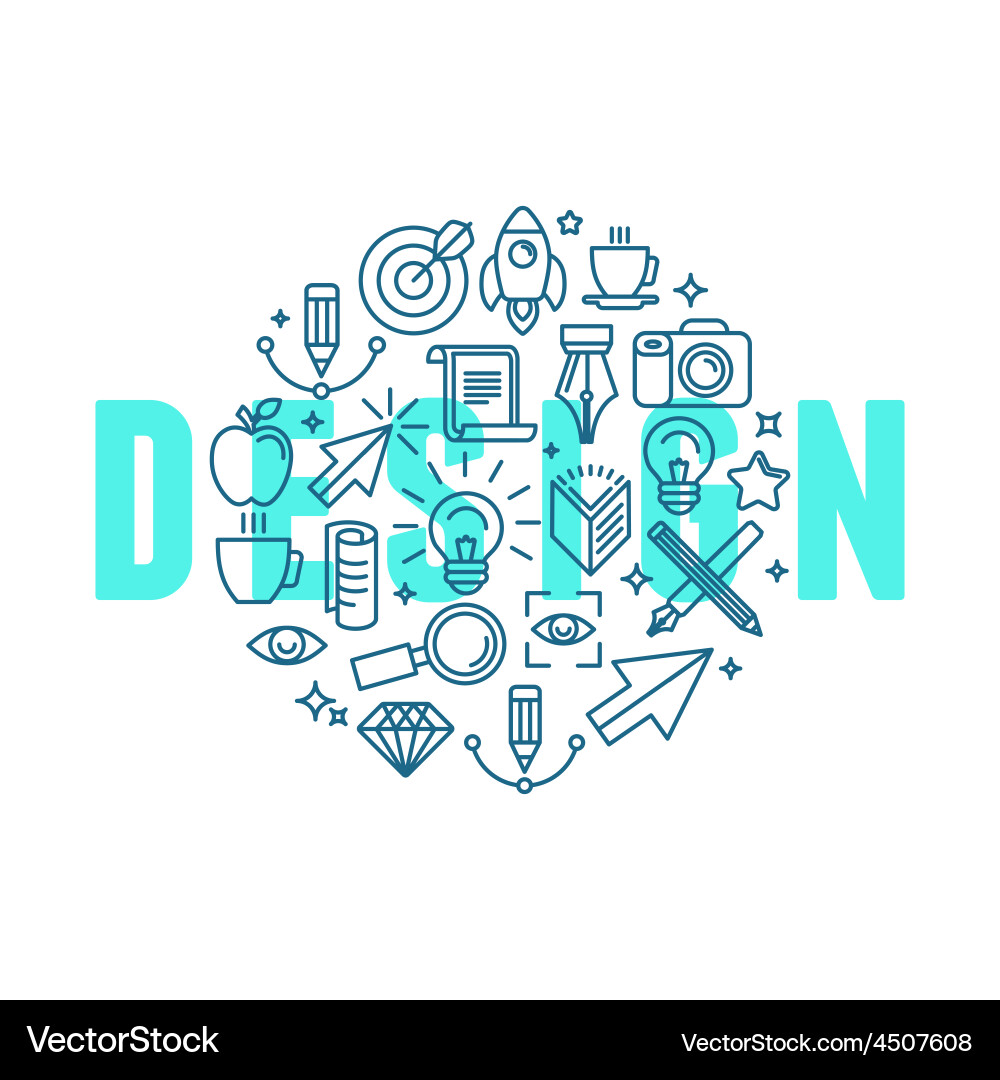 Graphic design concept in linear style vector image