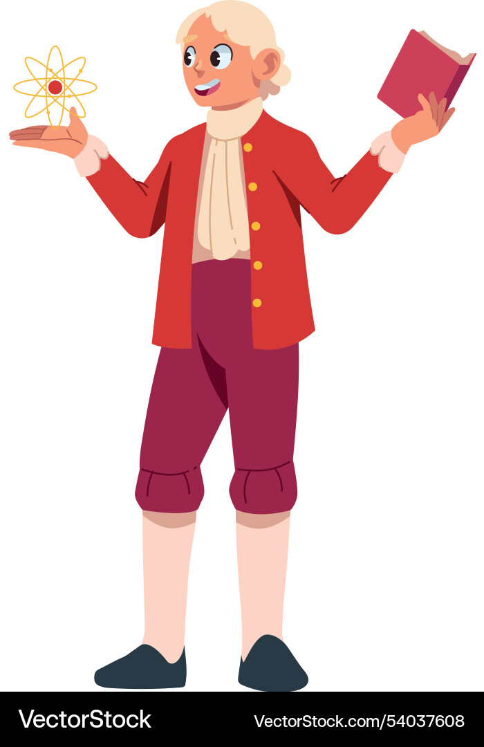 Isaac newton scientist with atom Vector Image
