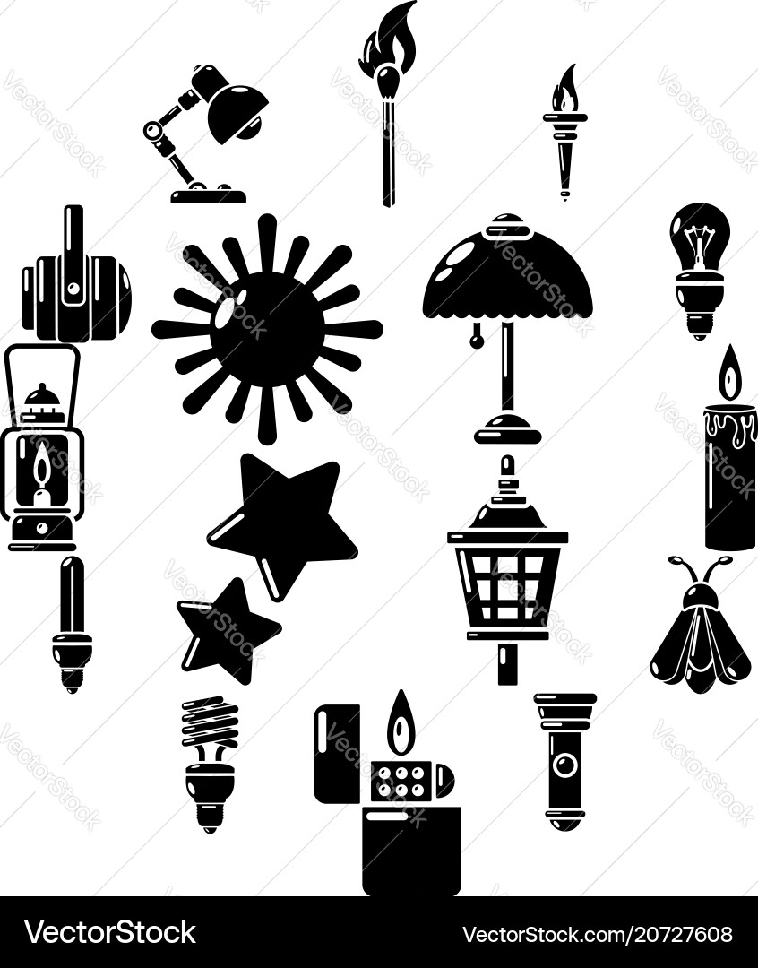 Light source icons set simple style vector image