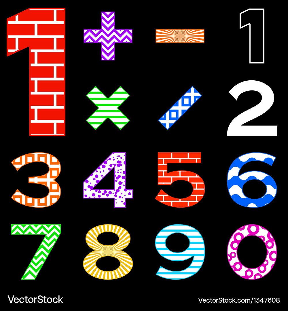 Numbers set different Vector Image