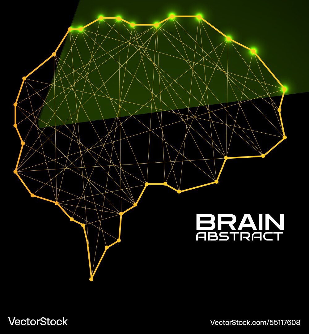 Polygonal abstract brain with connected lines Vector Image