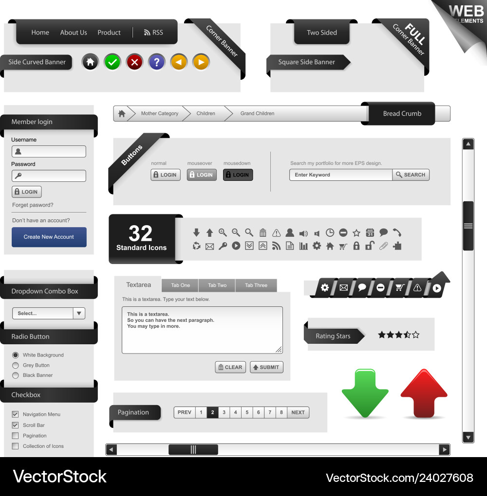Web design element template a complete set Web design element template a complete set vector image