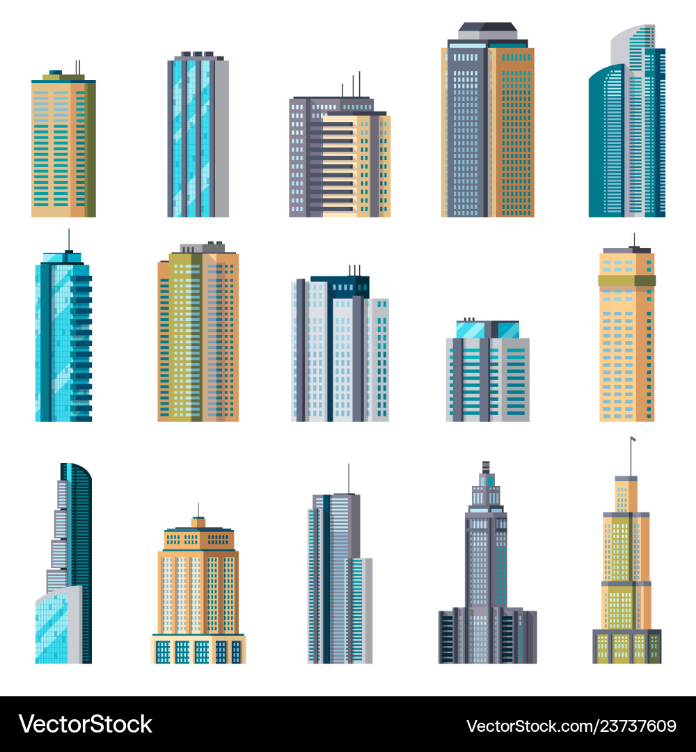 Buildings and modern city houses building vector image