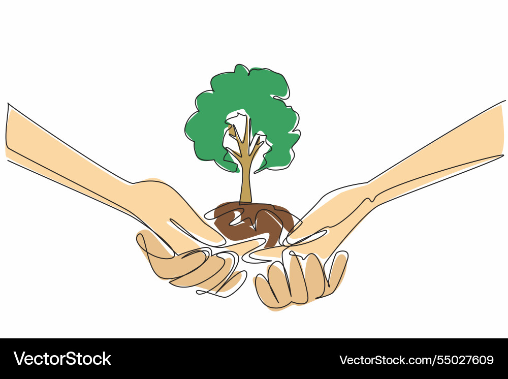 Continuous one line drawing hands stacked on top Continuous one line drawing hands stacked on top vector image