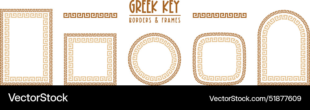 Greek key pattern seamless borders collection Vector Image