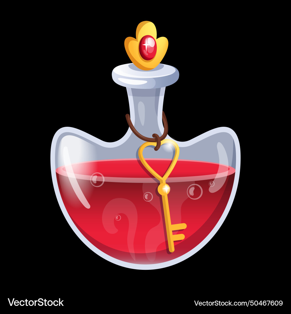 Love potion transparent bottle with red liquid Love potion transparent bottle with red liquid vector image