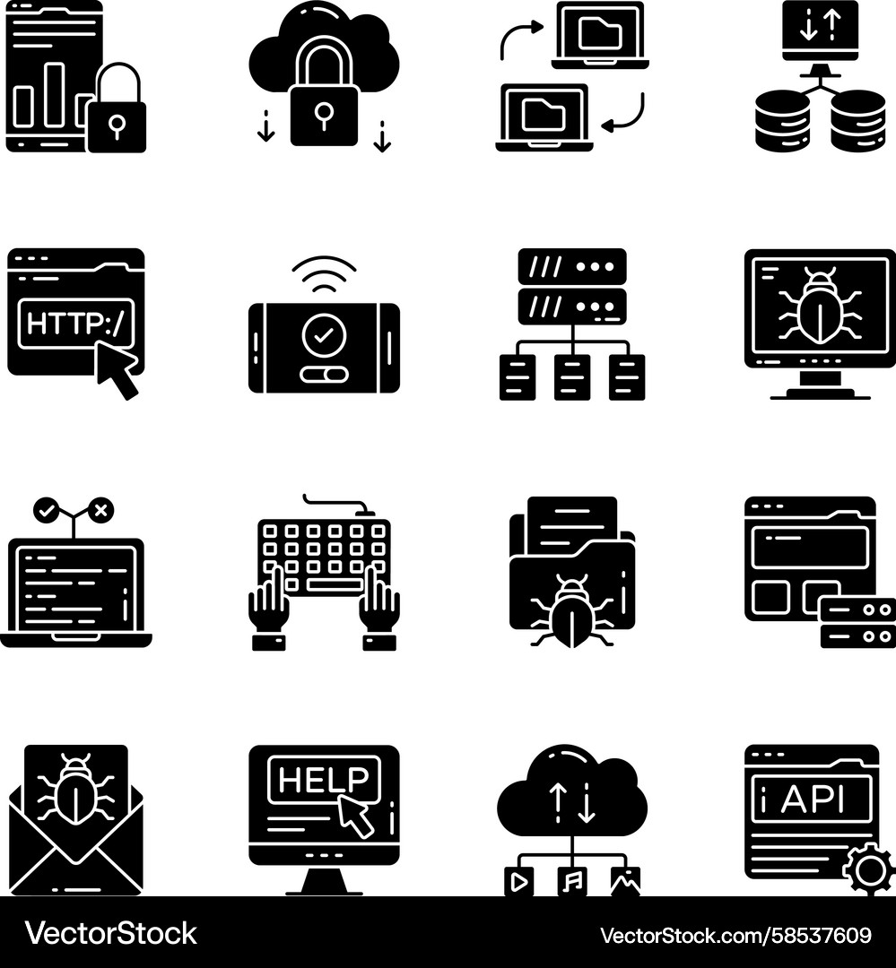 Modern IT Icons - Data & Web Vector Image